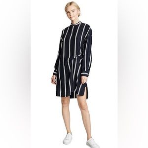 Rag & Bone Striped Long-Sleeve Draped Silk Shirtdress